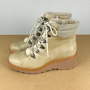 BareTraps Nasha Faux Leather Lace Up Boots Womens 7.5 Tan Beige
